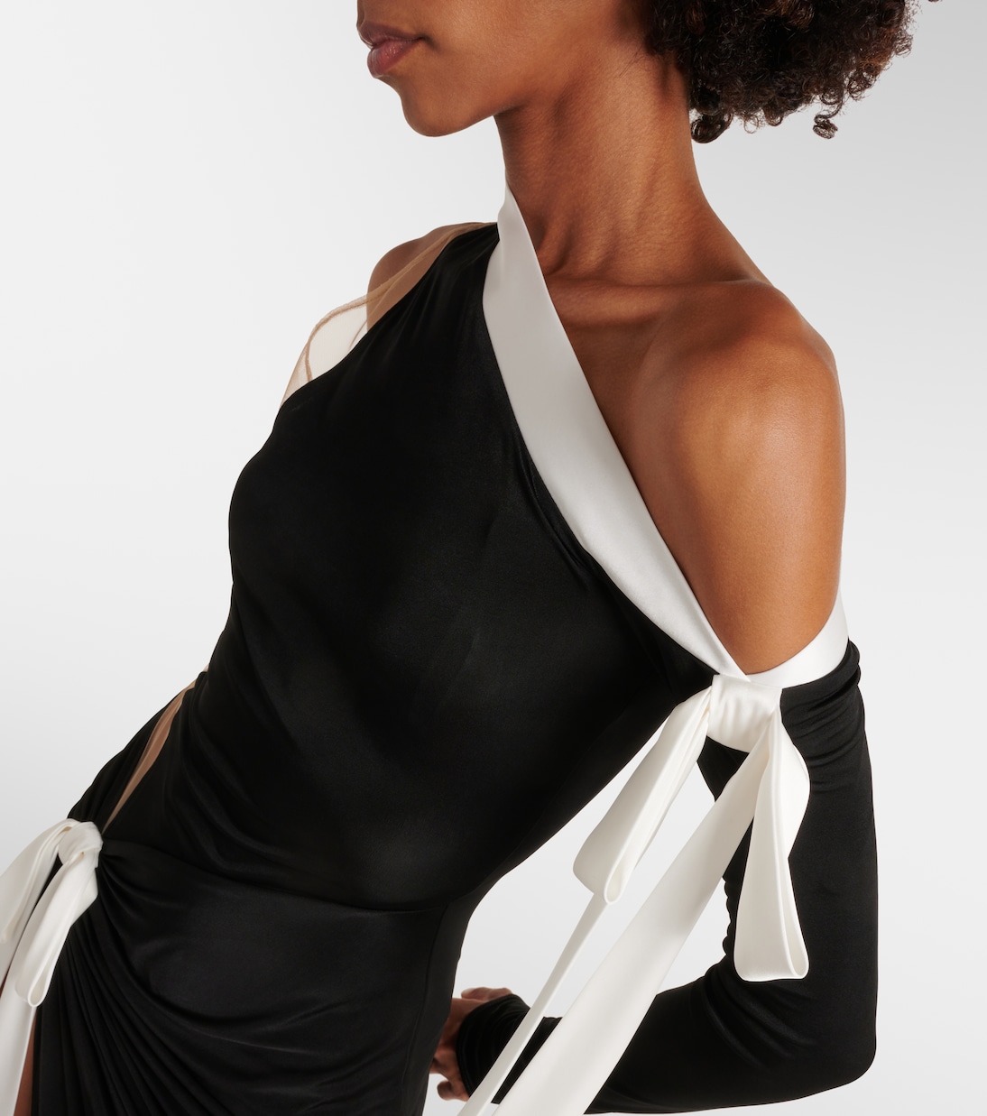 Bow-detail off-shoulder jersey gown | David Koma
