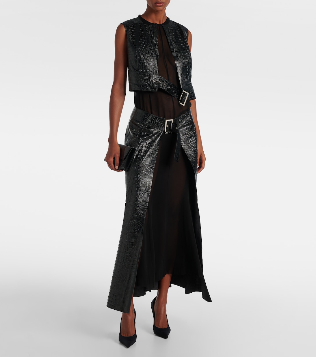 Snake-effect faux leather midi dress | Junya Watanabe
