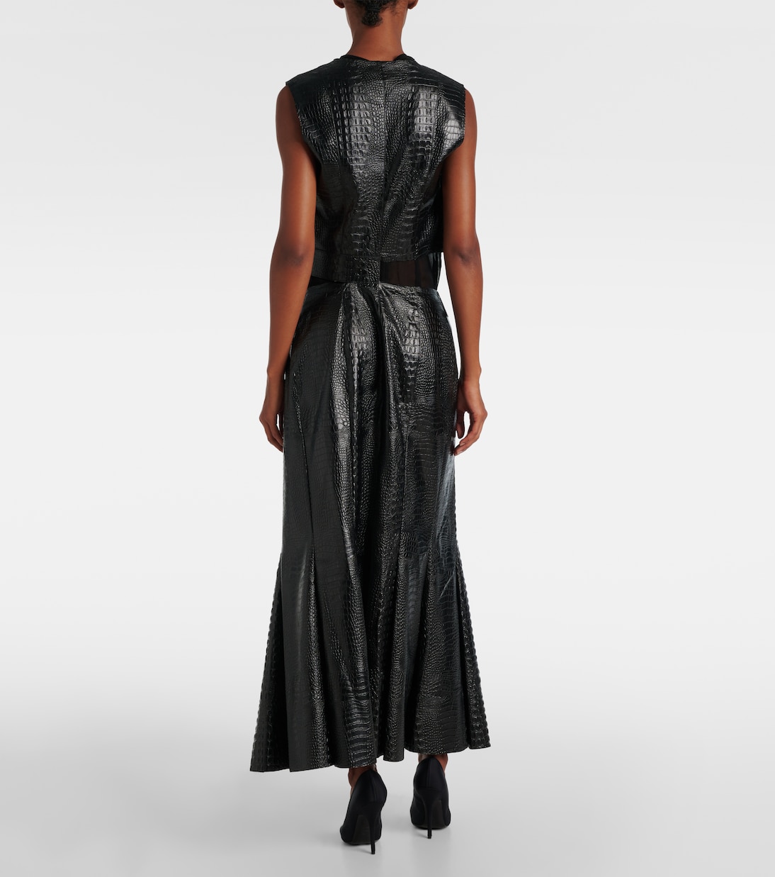 Snake-effect faux leather midi dress | Junya Watanabe
