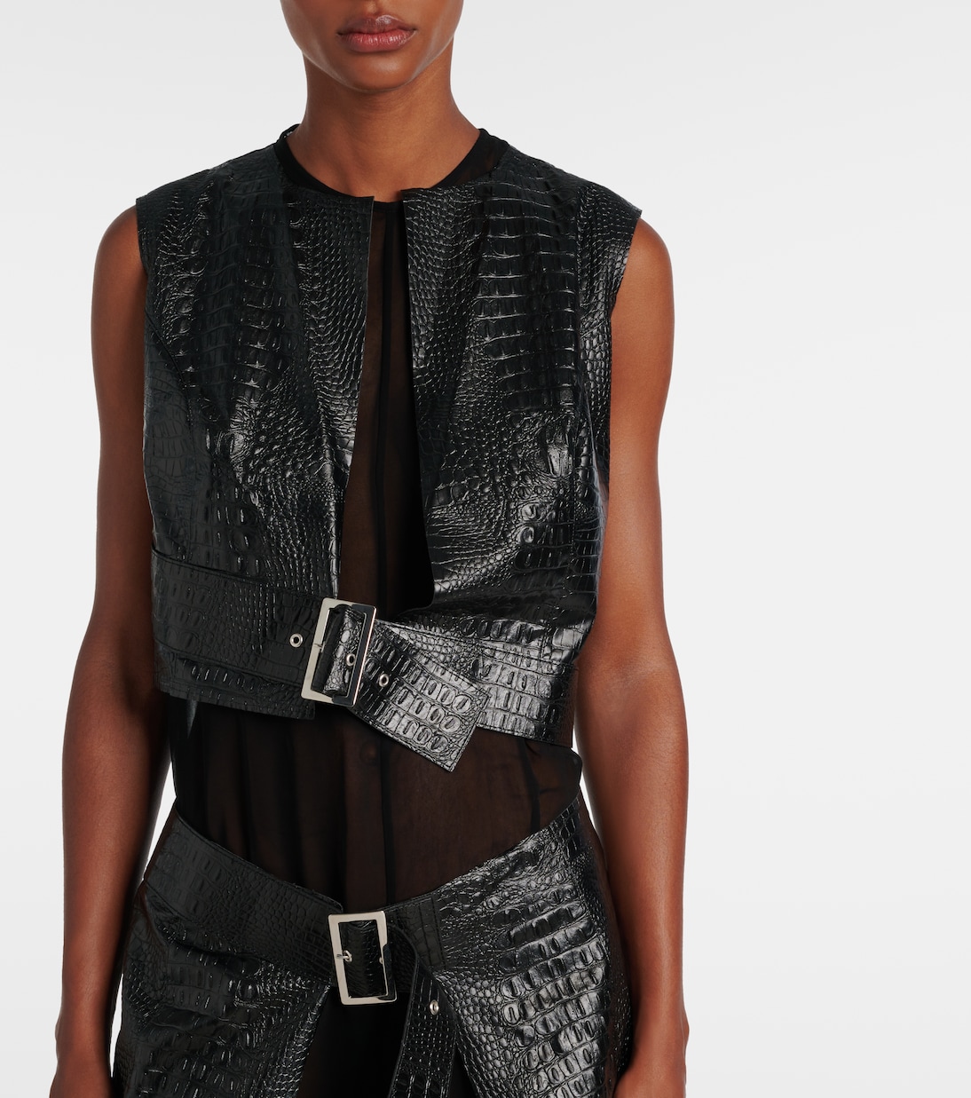 Snake-effect faux leather midi dress | Junya Watanabe