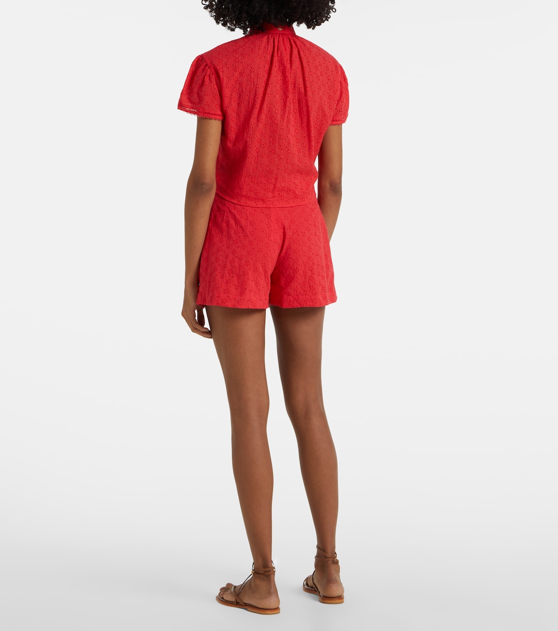 Top cropped Cycas in cotone con pizzo | Poupette St Barth