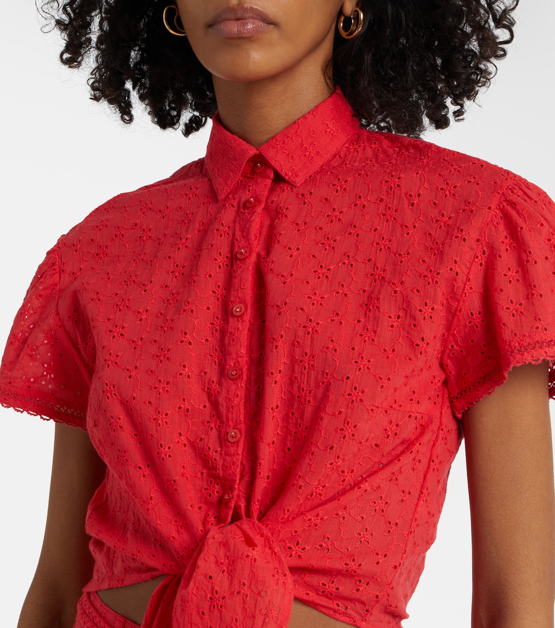 Top cropped Cycas in cotone con pizzo | Poupette St Barth