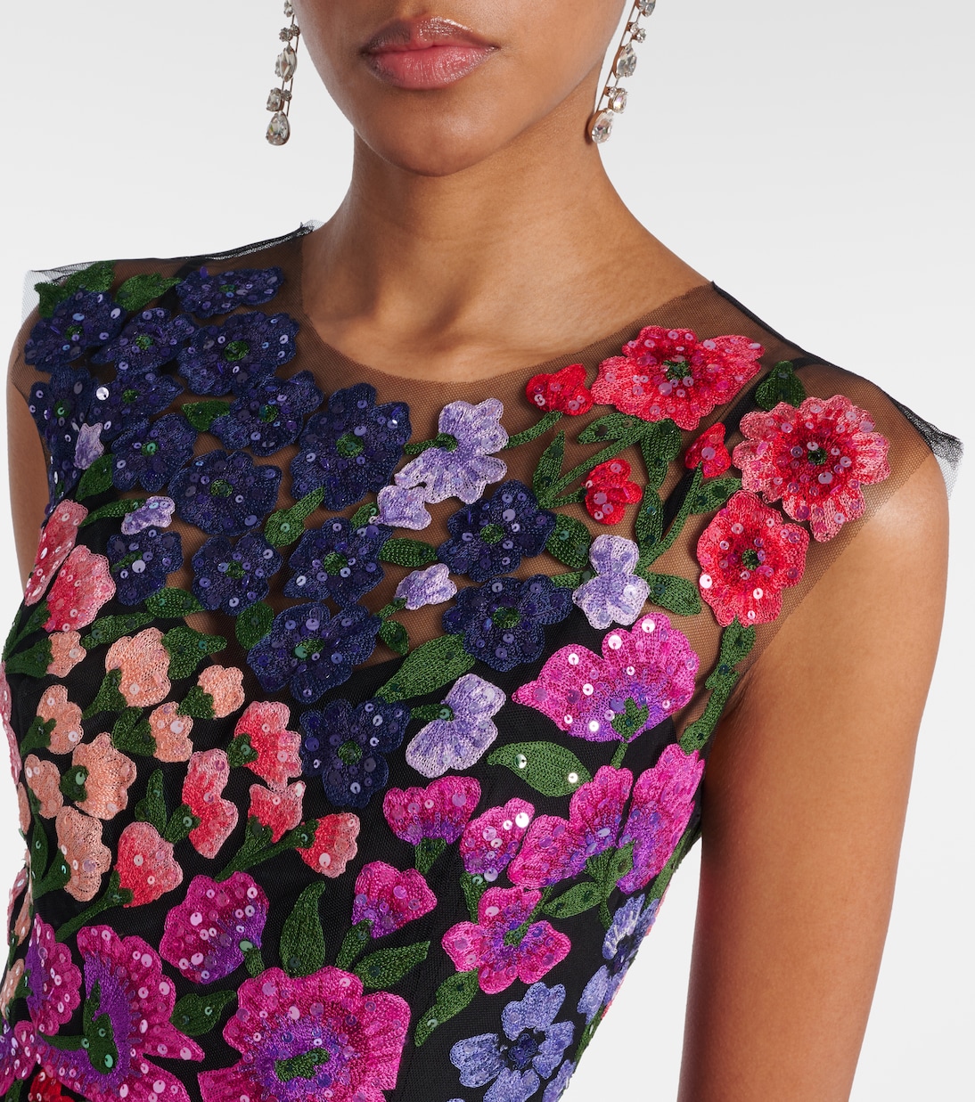 Besticktes Cocktailkleid aus Tüll | Carolina Herrera