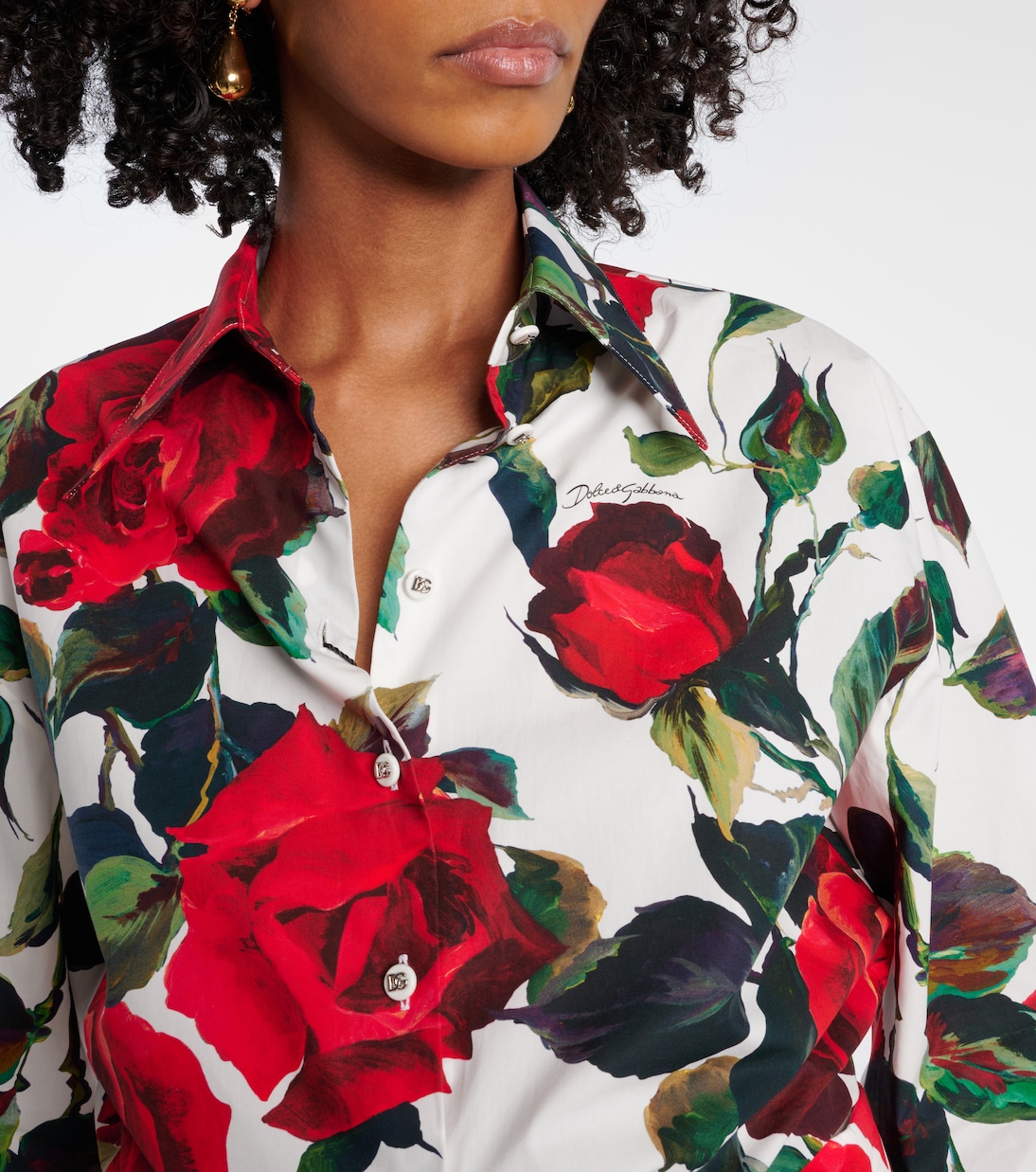 Camicia in cotone con stampa floreale | Dolce&Gabbana
