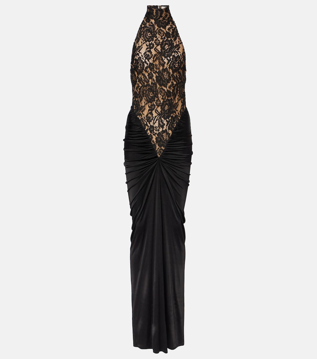 Cass lace-trimmed ruched halterneck gown | The New Arrivals Ilkyaz Ozel