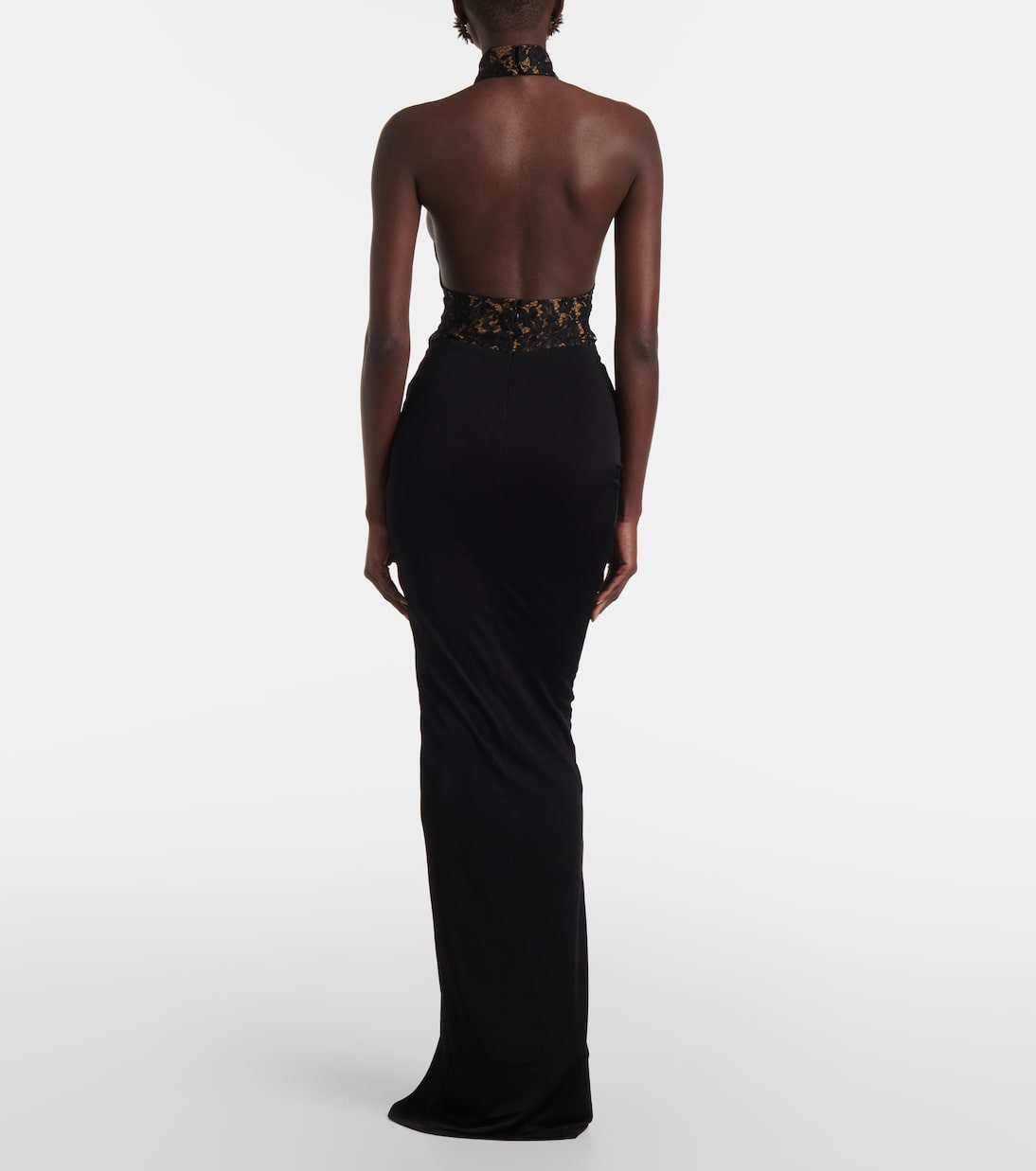 Cass lace-trimmed ruched halterneck gown | The New Arrivals Ilkyaz Ozel