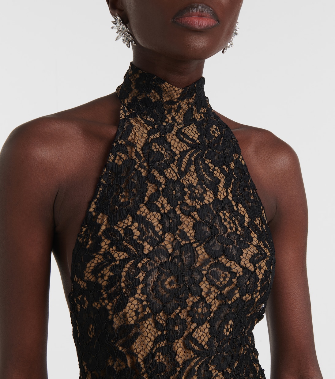 Cass lace-trimmed ruched halterneck gown | The New Arrivals Ilkyaz Ozel