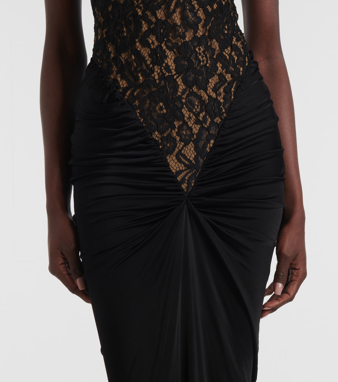 Cass lace-trimmed ruched halterneck gown | The New Arrivals Ilkyaz Ozel