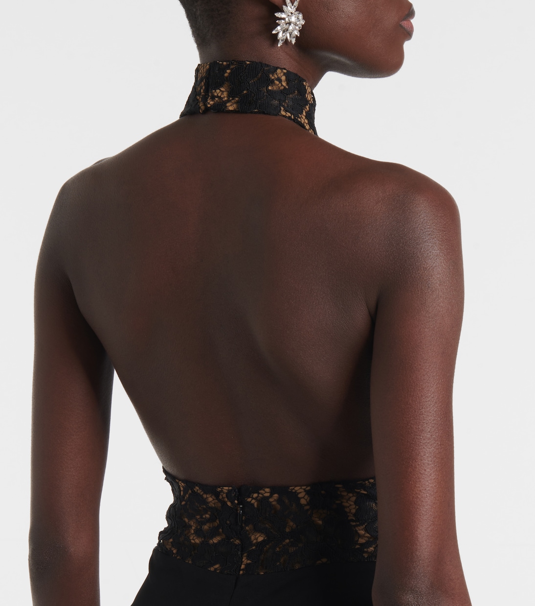 Cass lace-trimmed ruched halterneck gown | The New Arrivals Ilkyaz Ozel
