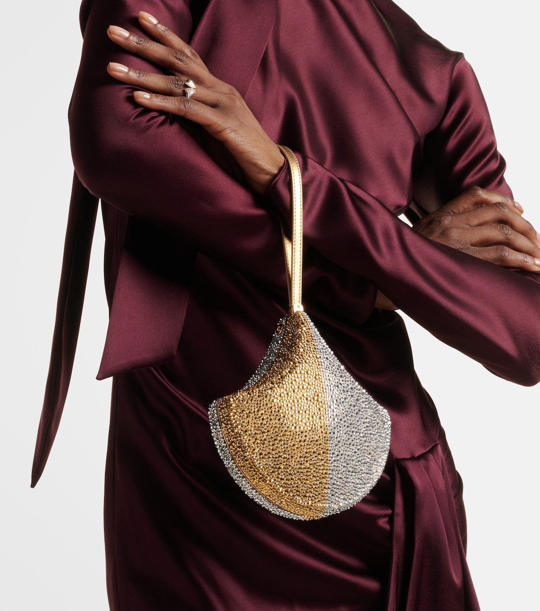Pochette Gingko en daim à cristaux | Bvlgari