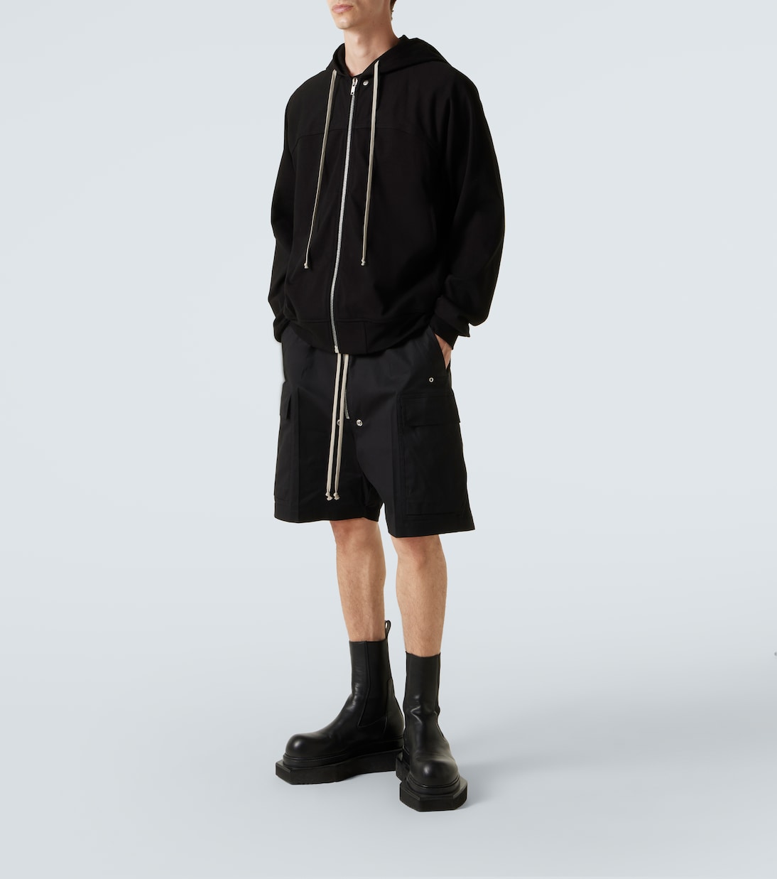 Felpa in jersey di cotone con cappuccio e zip | Rick Owens