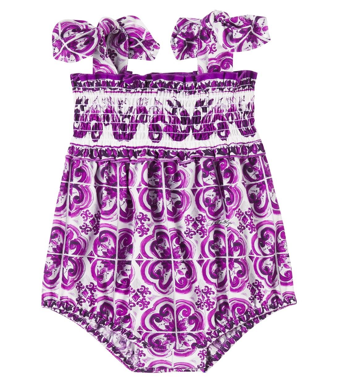 Bebé - body Majolica de popelín de algodón | Dolce&Gabbana Kids
