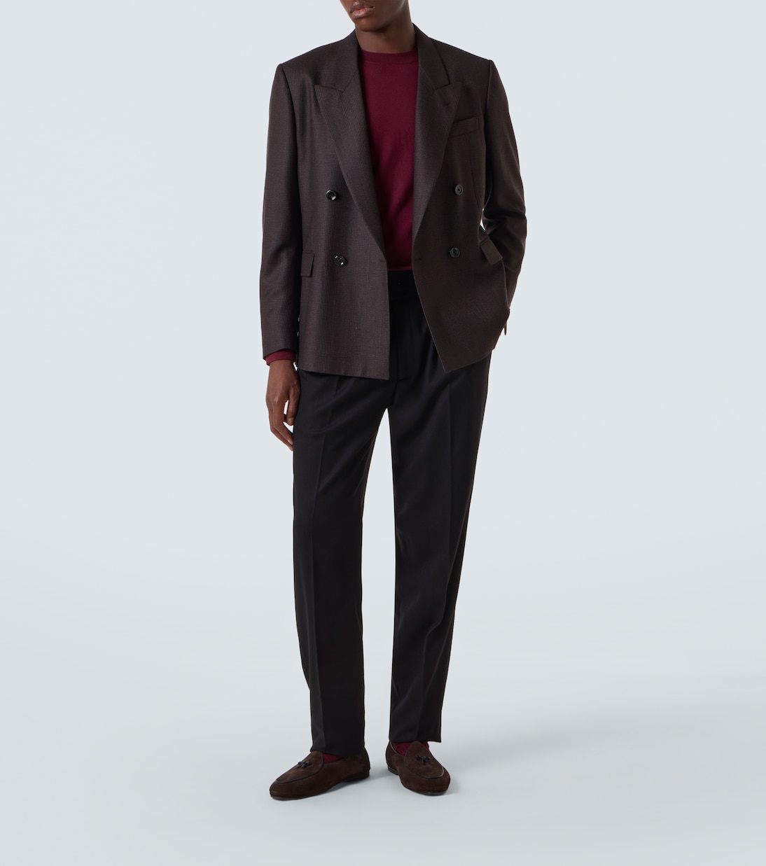 Virgin wool flannel tapered pants | Rubinacci