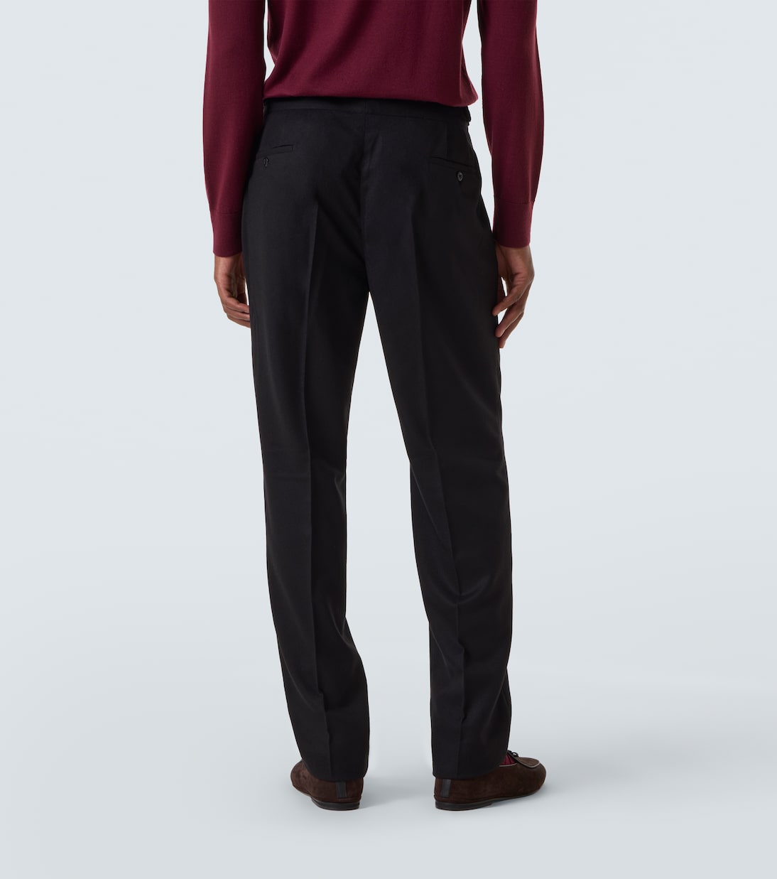 Virgin wool flannel tapered pants | Rubinacci