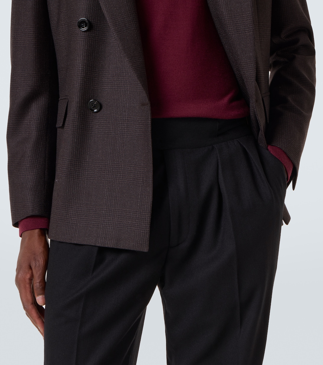 Virgin wool flannel tapered pants | Rubinacci