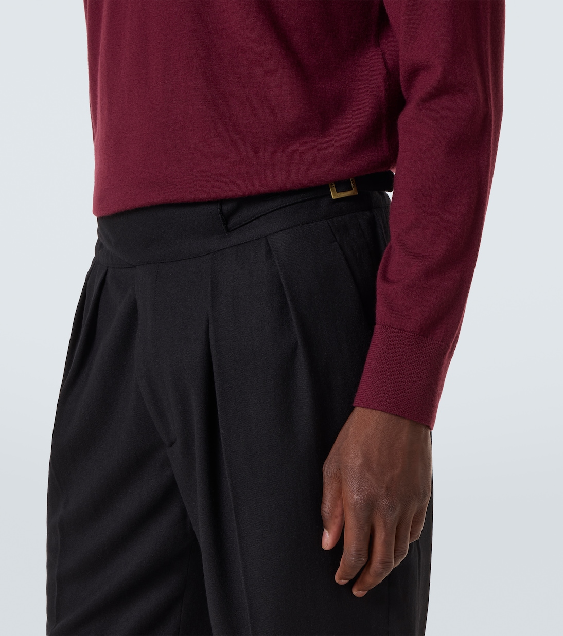 Virgin wool flannel tapered pants | Rubinacci