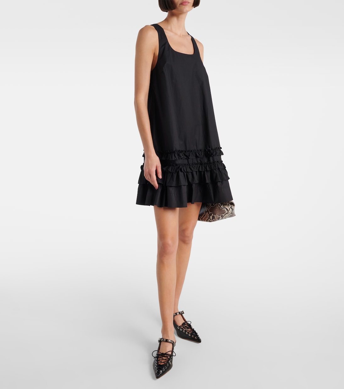 Ruffled cotton poplin minidress | Ganni