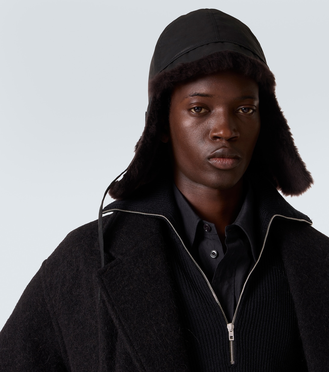 Coated reversible cotton canvas and shearling hat | Lemaire