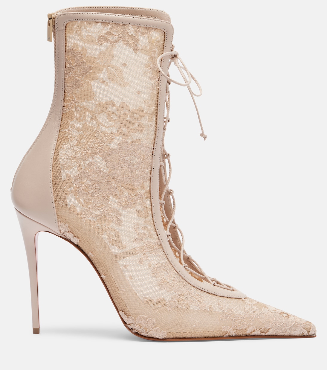 KM 100 lace-trimmed leather ankle boots | Christian Louboutin