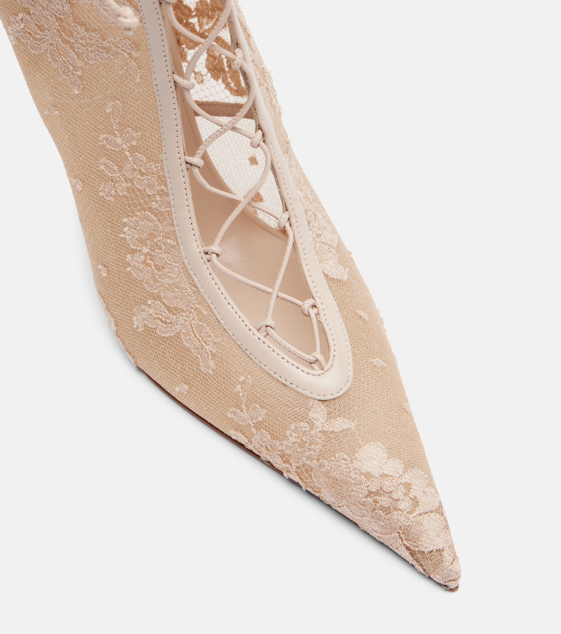KM 100 lace-trimmed leather ankle boots | Christian Louboutin
