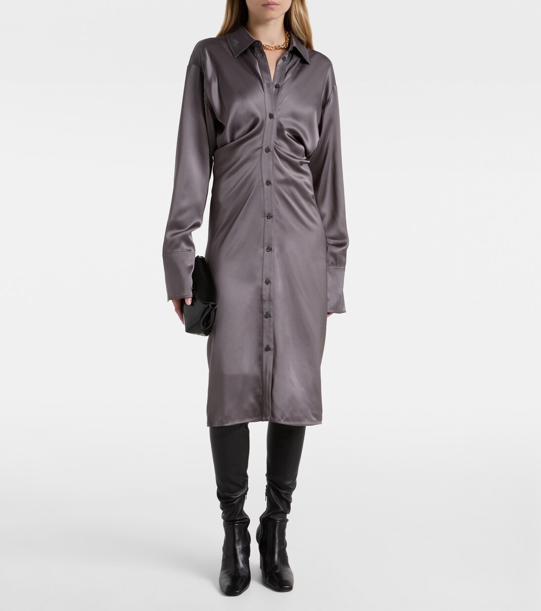Draped satin shirt dress | Toteme