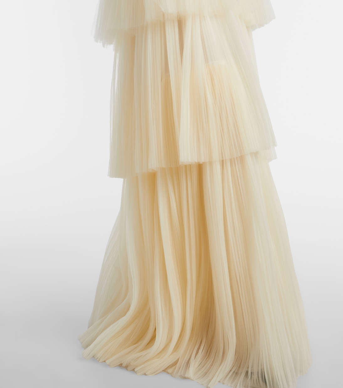 Plissé velvet-trimmed tulle gown | Costarellos