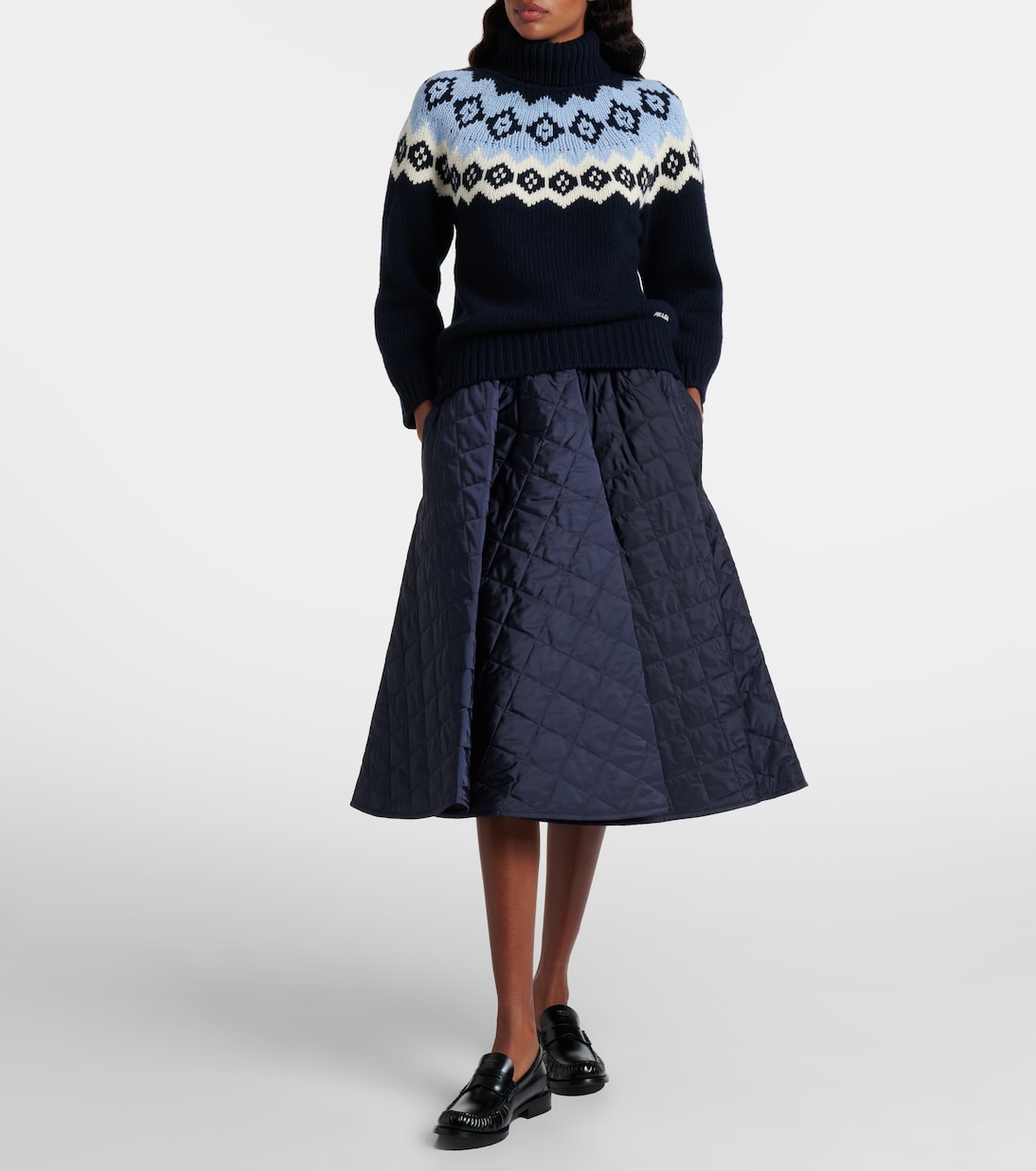 Re-Nylon绗缝中长半身裙 | Prada