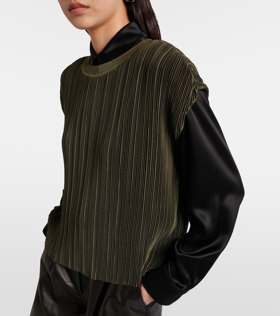 Cedre plissé satin top | Joseph