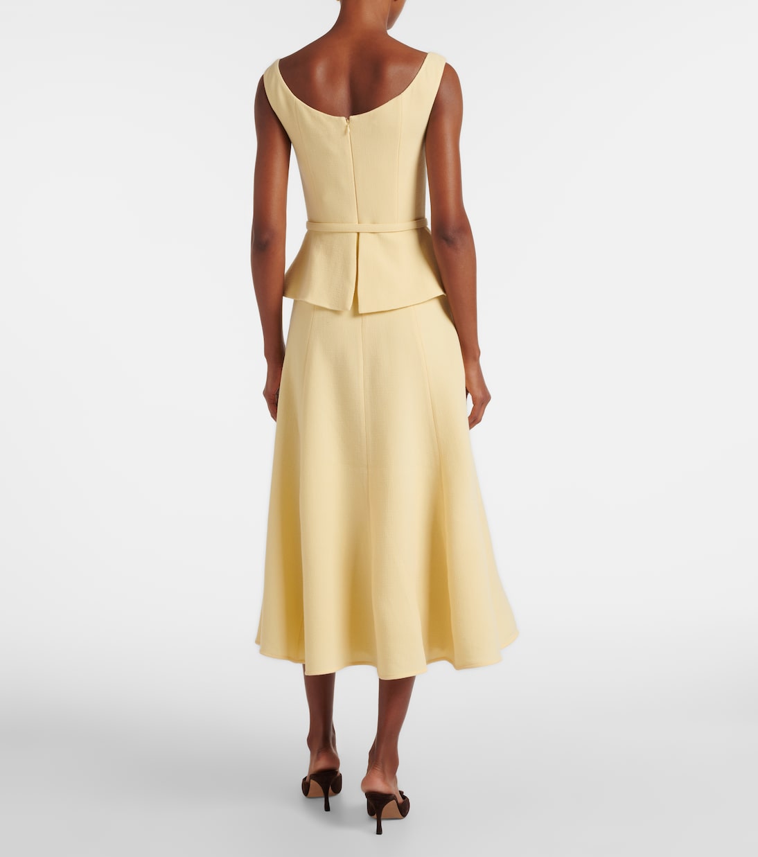 Peplum wool crêpe midi dress | Roland Mouret