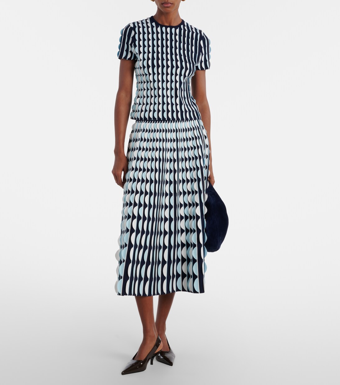 Micah knitted scalloped midi skirt | Simkhai