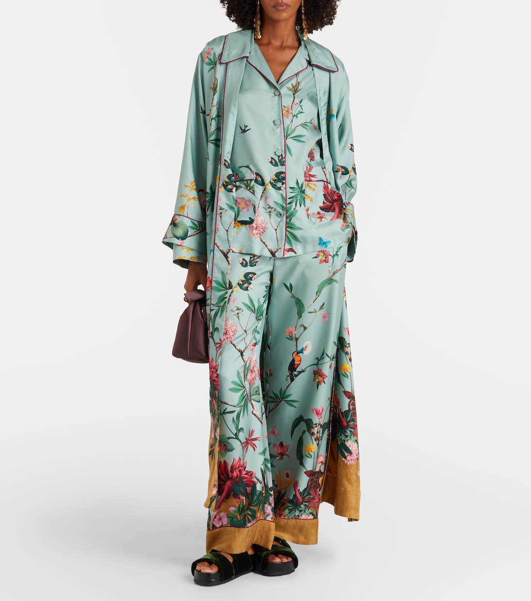 Printed silk twill wide-leg pants | La DoubleJ