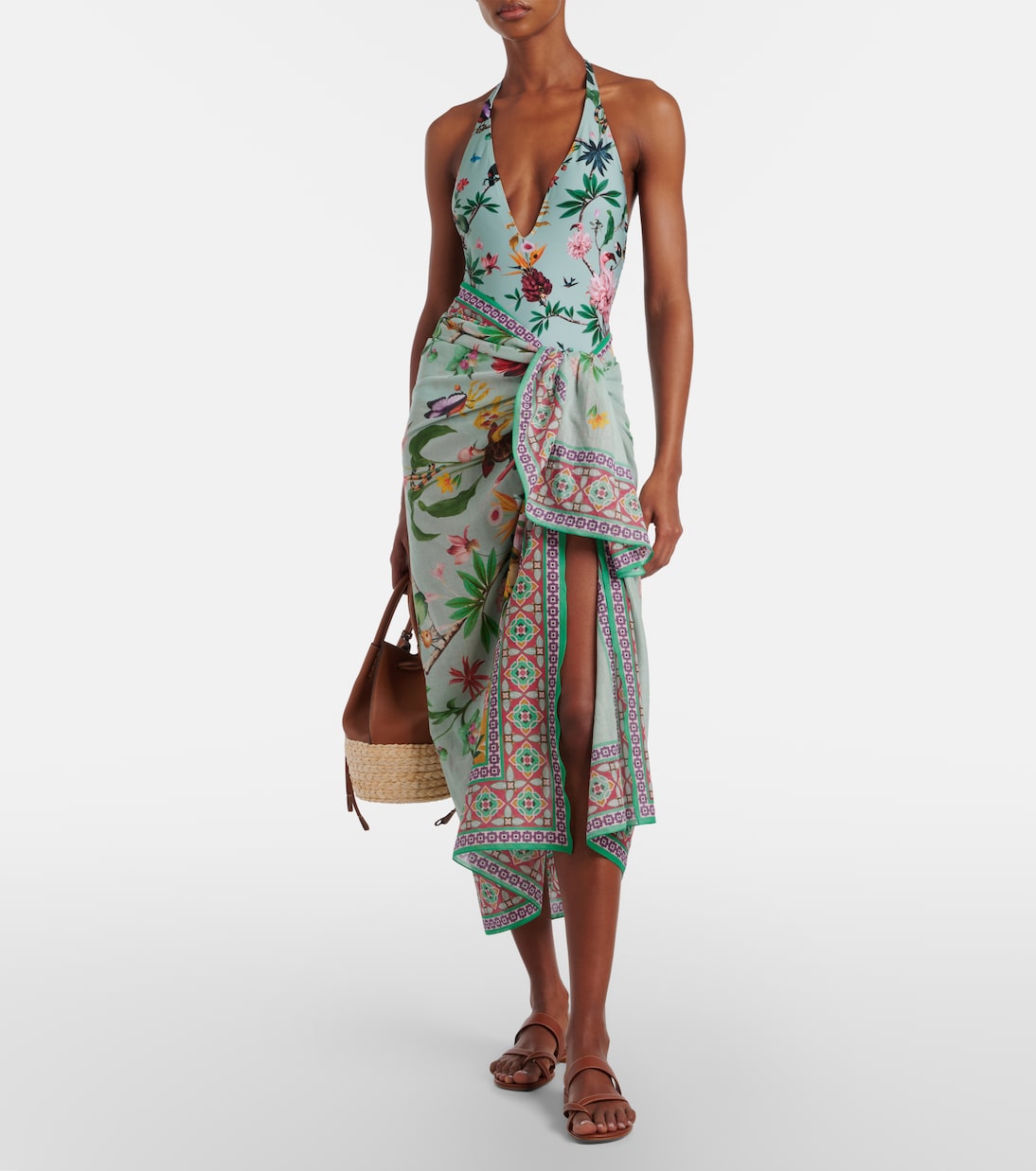 Floral cotton voile beach cover-up | La DoubleJ