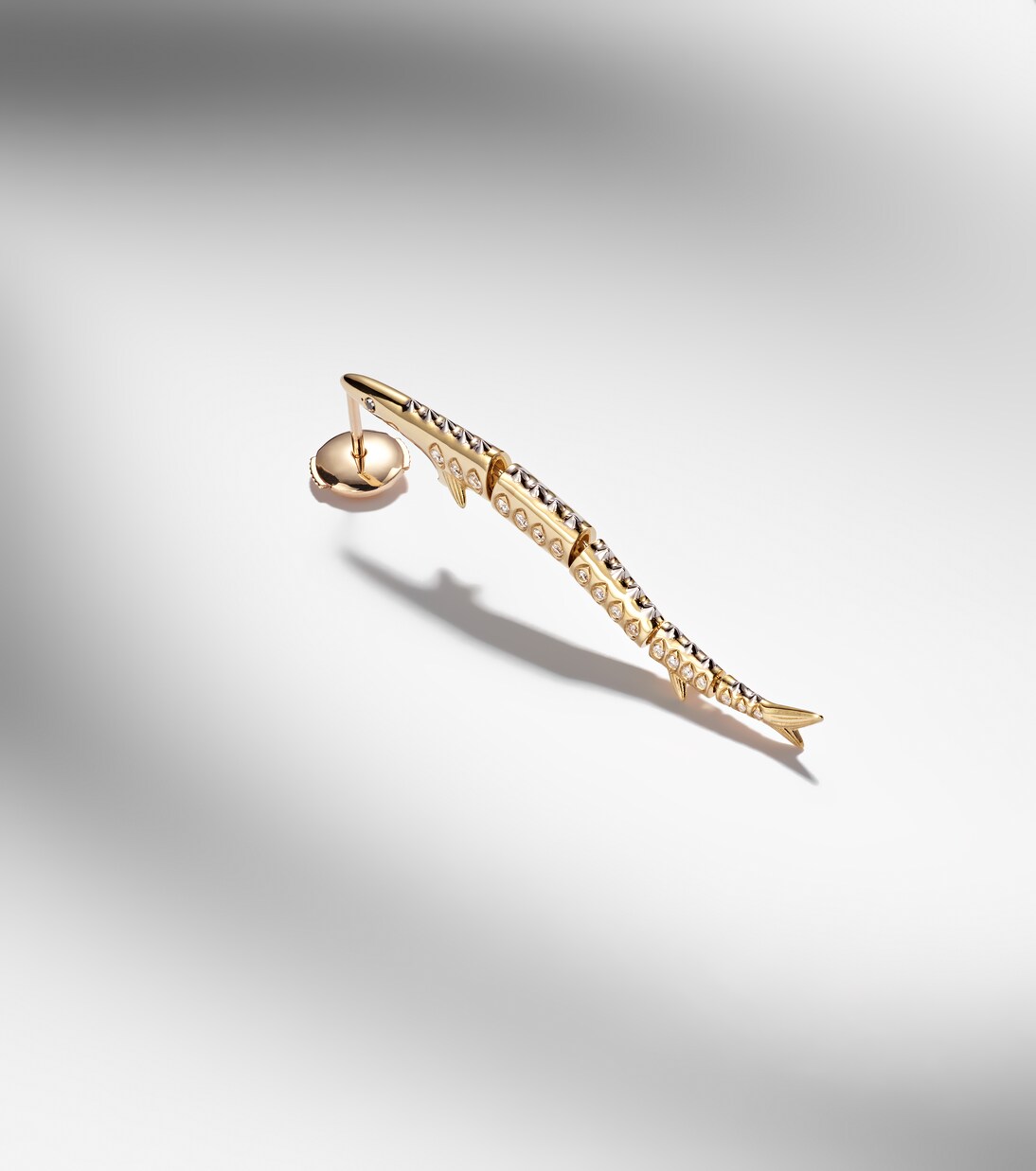 Einzelner Ohrring Marlin GM aus 9kt Gelbgold (375/1000) mit Diamanten | Yvonne Léon