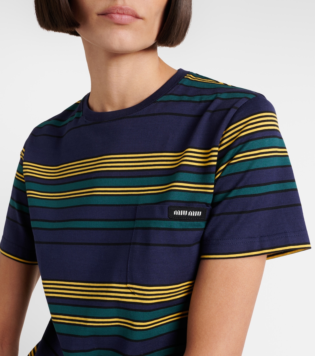 Striped cotton jersey T-shirt  | Miu Miu