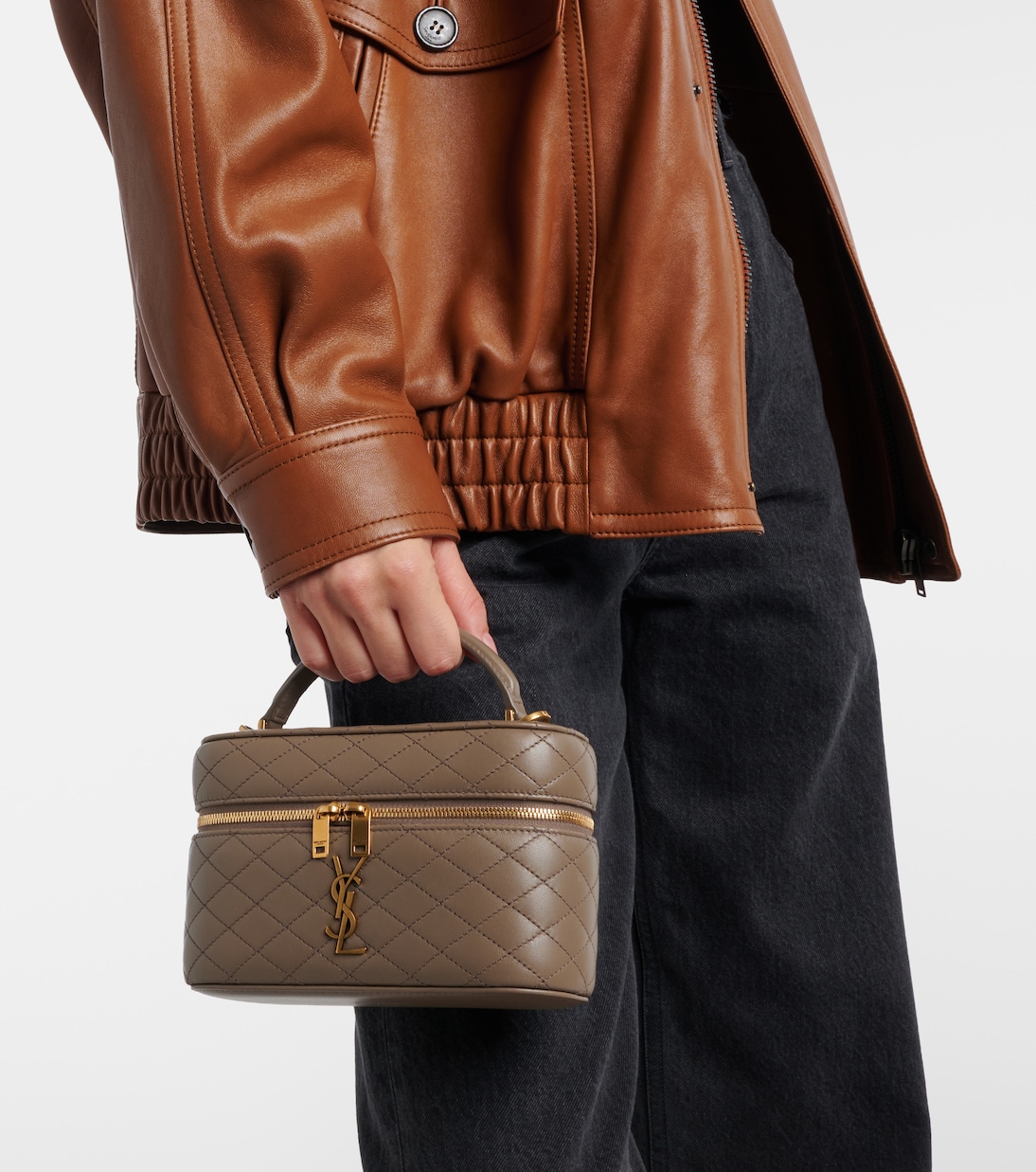 Vanity case Gaby matelassé en cuir | Saint Laurent