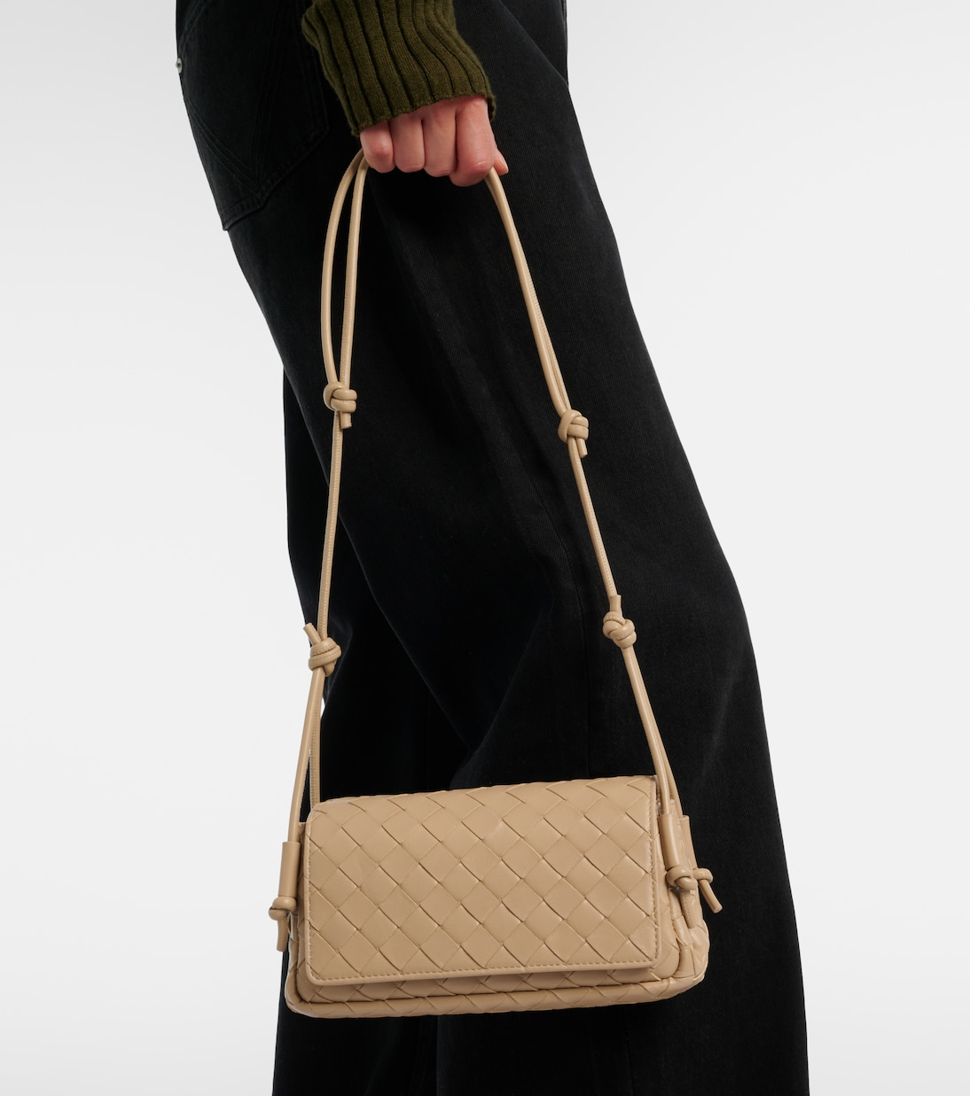 Notturno Intrecciato leather crossbody bag | Bottega Veneta