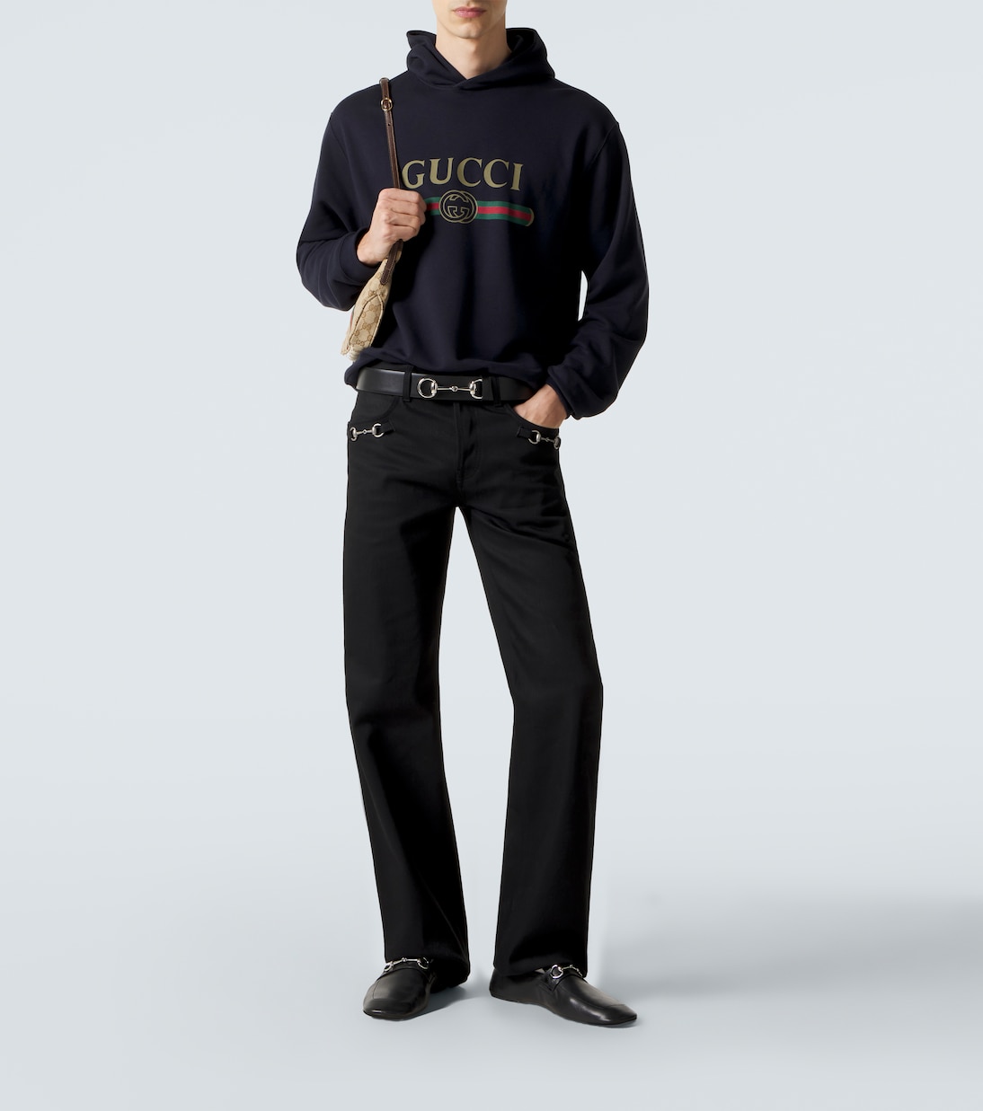 Logo cotton and cashmere jersey hoodie | Gucci