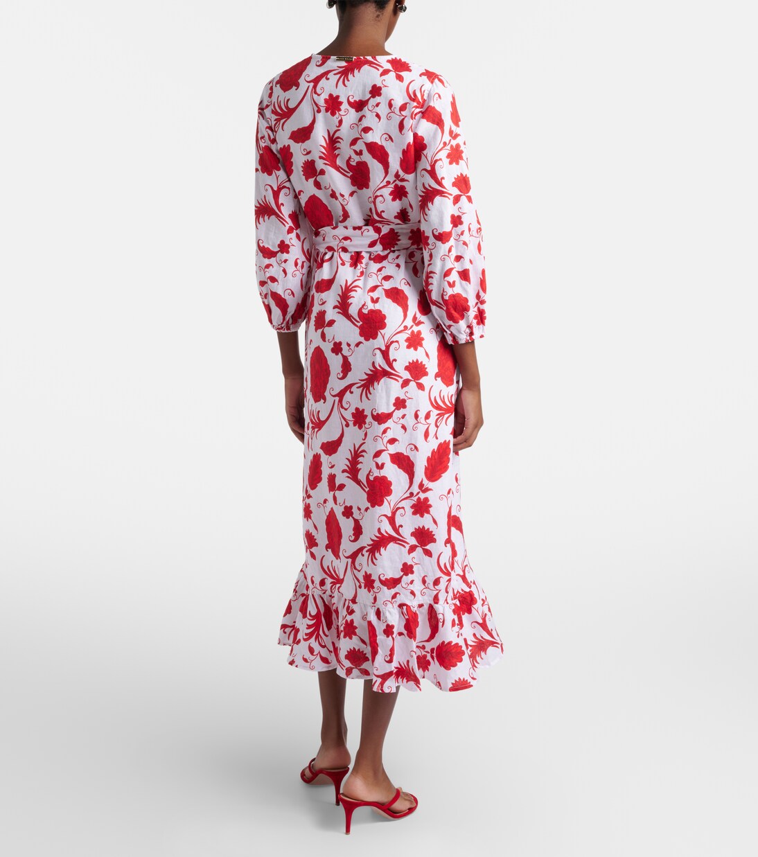 Evia floral ruffled linen wrap dress | Heidi Klein