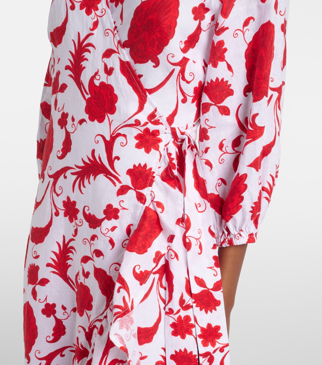 Evia floral ruffled linen wrap dress | Heidi Klein