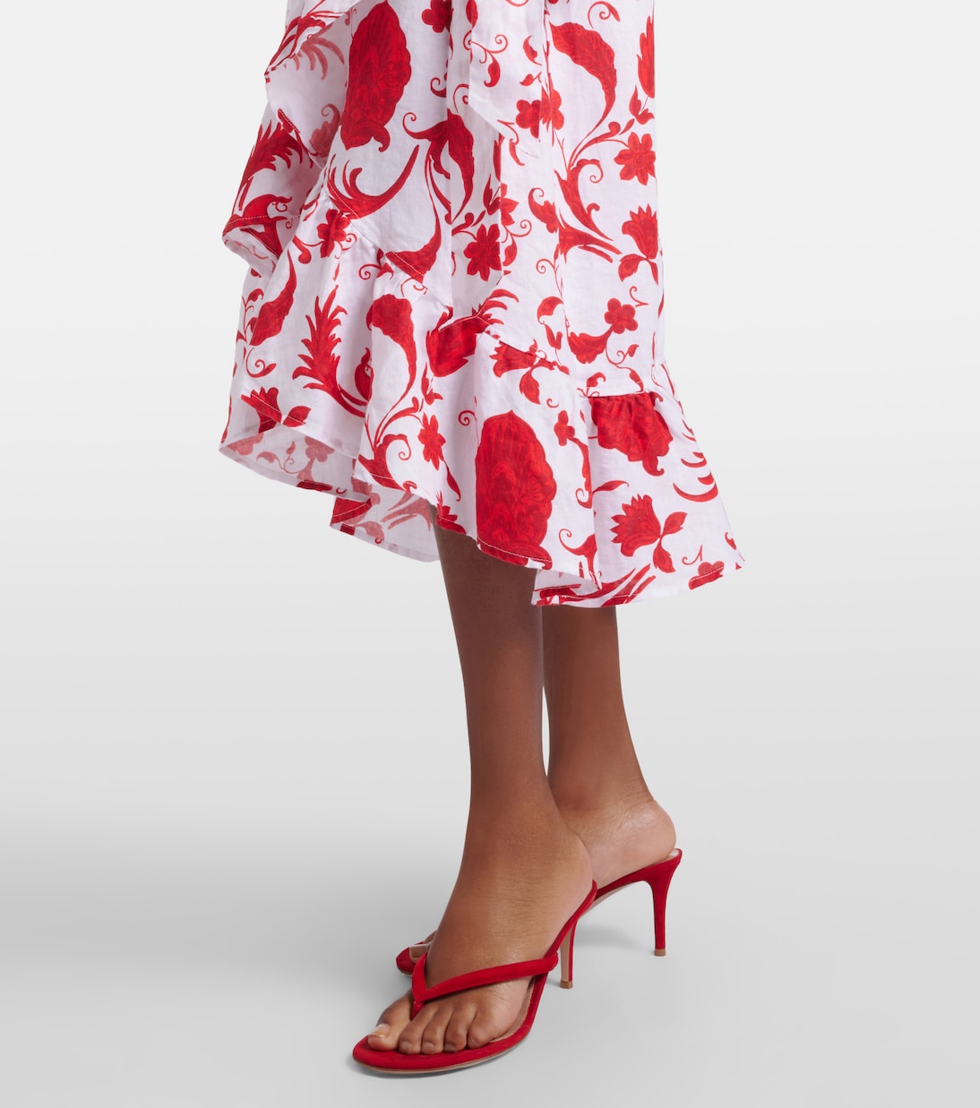 Evia floral ruffled linen wrap dress | Heidi Klein