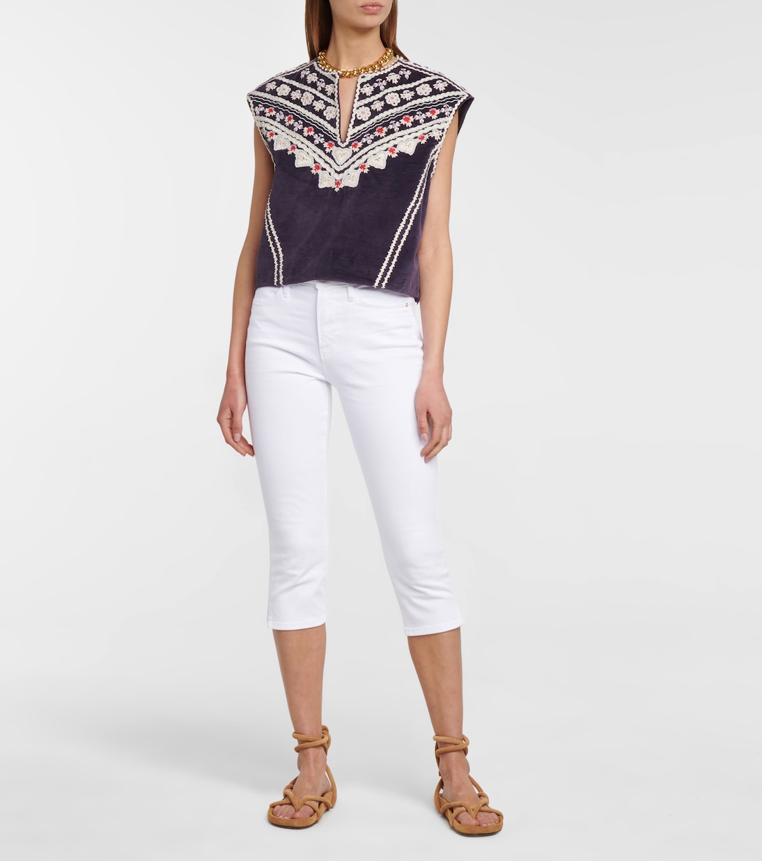 Le High Pedal Pusher denim shorts | Frame
