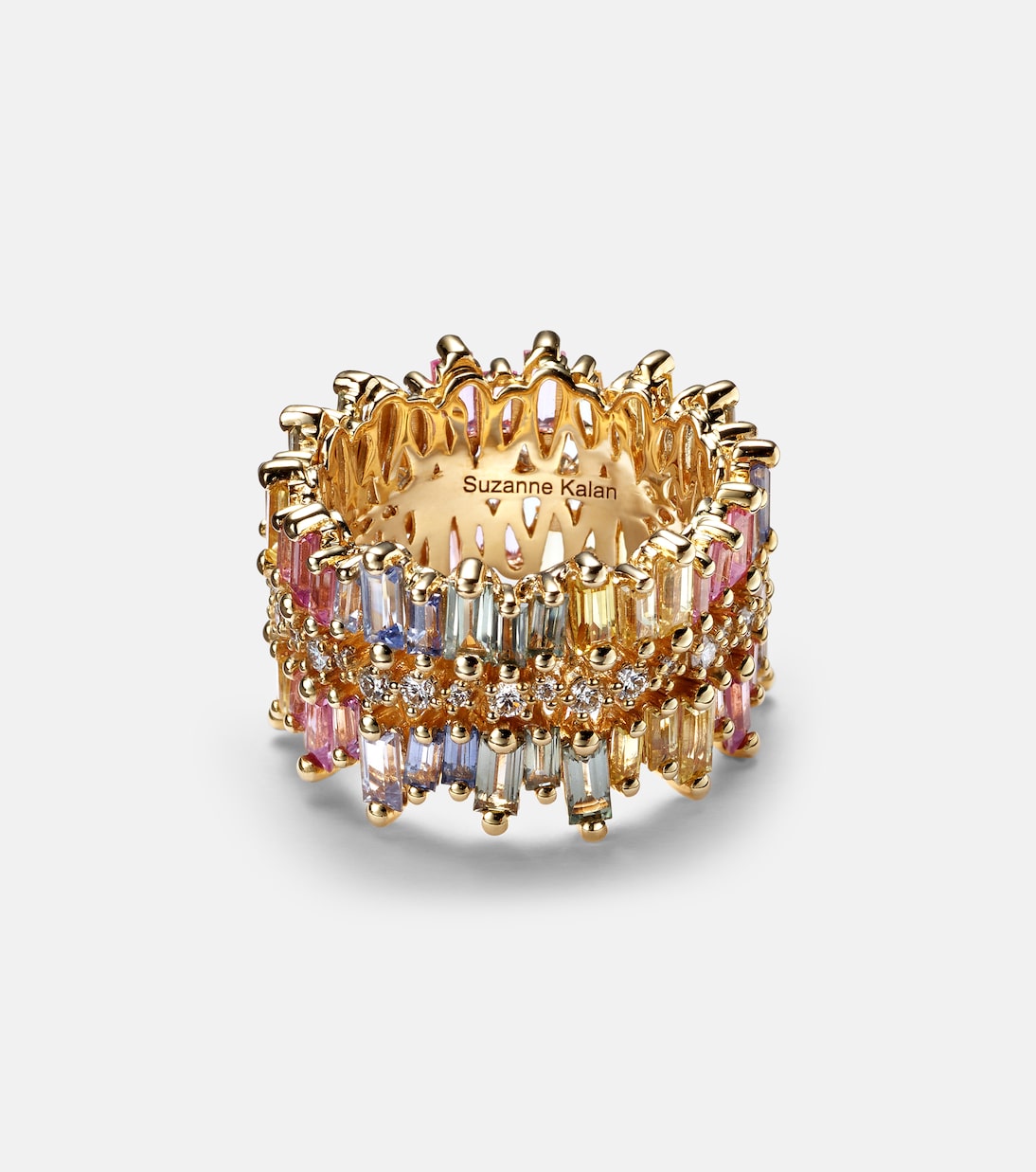 18kt gold ring with diamonds and sapphires | Suzanne Kalan
