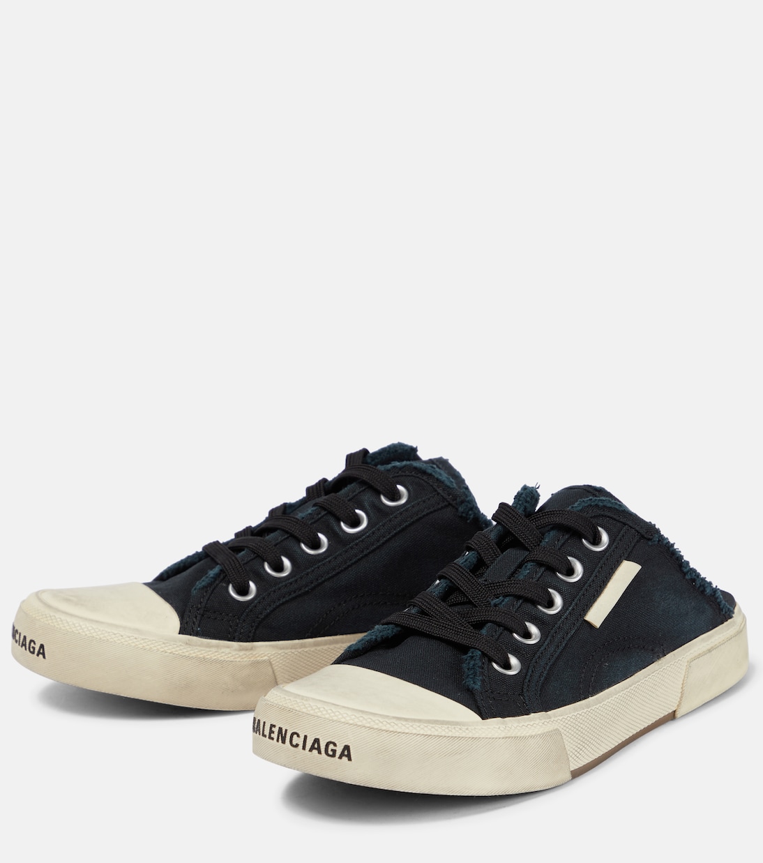 Paris distressed open-back sneakers | Balenciaga