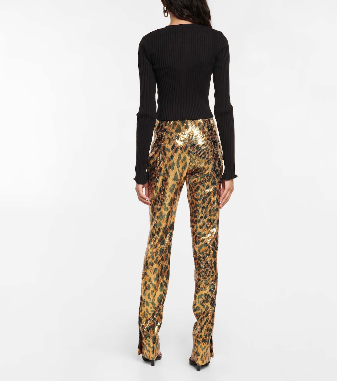 Sequined high-rise slim pants in multicoloured - Rabanne