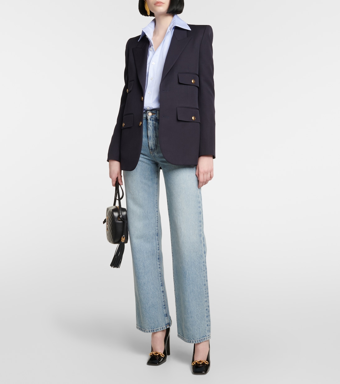 Camicia in Popeline di Cotono a Righe Saint Laurent by Cassandre per Giovani Stilisti