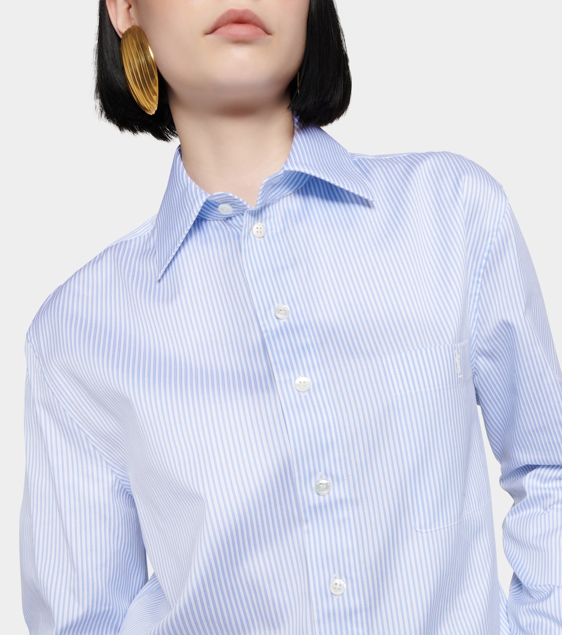 Camicia in Popeline di Cotono a Righe Saint Laurent by Cassandre per Giovani Stilisti