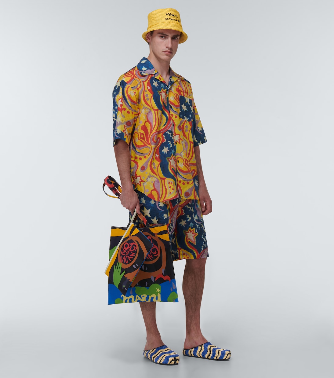 x No Vacancy Inn raffia-effect slippers | Marni