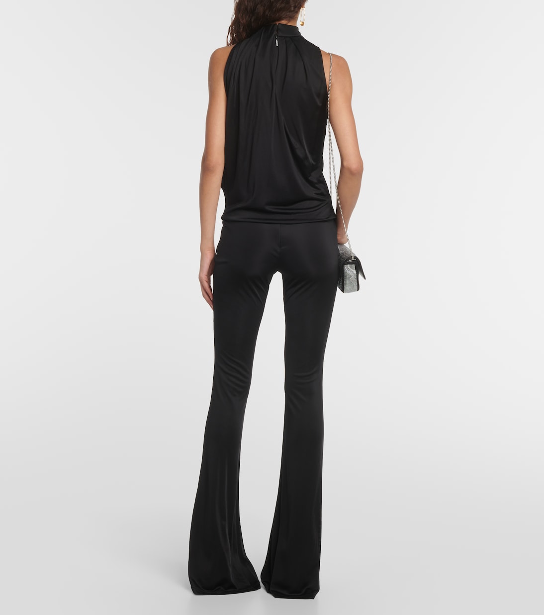 Cutout turtleneck satin top | Versace