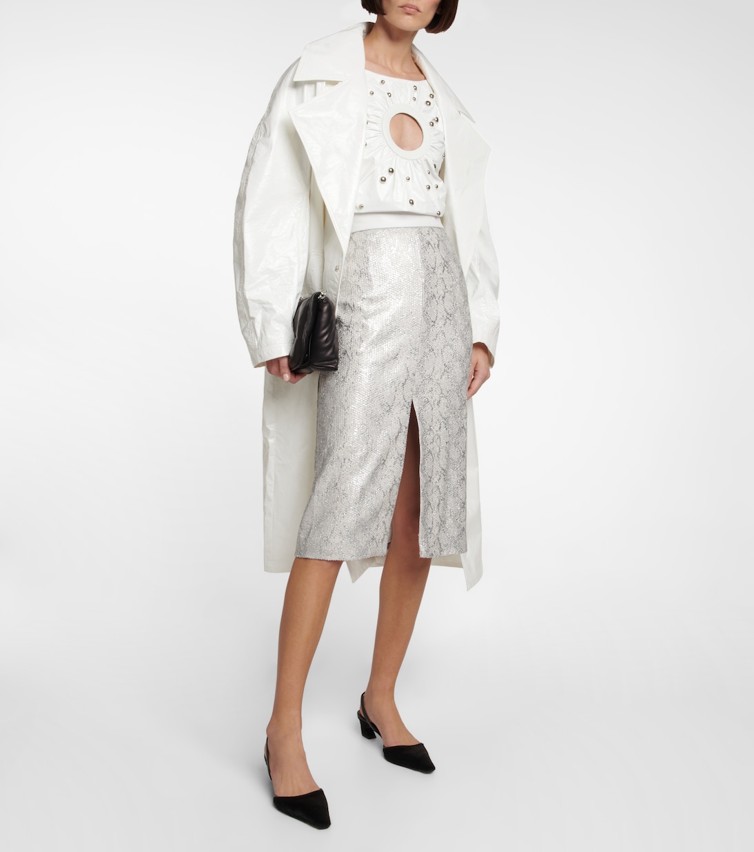 Sequined snake-effect midi skirt | Jacques Wei