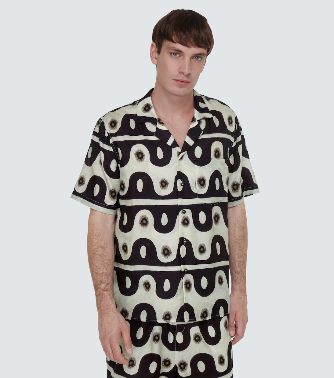 Camisa bowling de algodón y seda | Commas